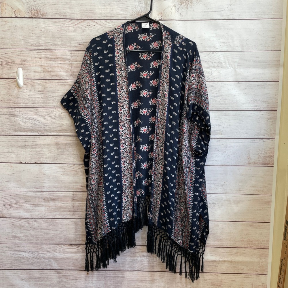 ABERCROMBIE & FITCH SWIM FLORAL COVERUP WITH FRINGE